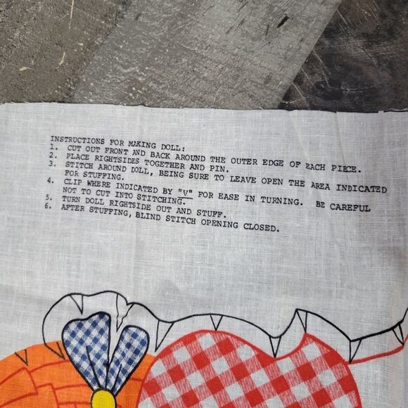 Vintage DIY Fabric Panel Gingham Girl Rag Doll - Picture 4 of 6